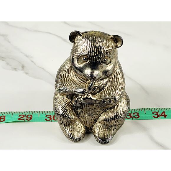 Panda Bear Silver Coin Bank 3 7/8" x 3" Piggy Bank Nursery Decor 90s Accent - Picture 14 of 14